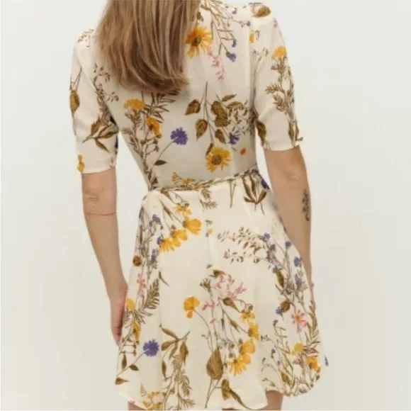 Reformation floral mini boho wrap dress